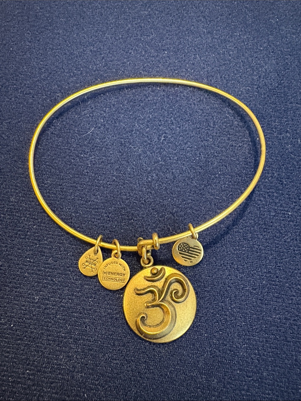 Alex and Ani Gold OM Charm Expandable Bangle Bracelet